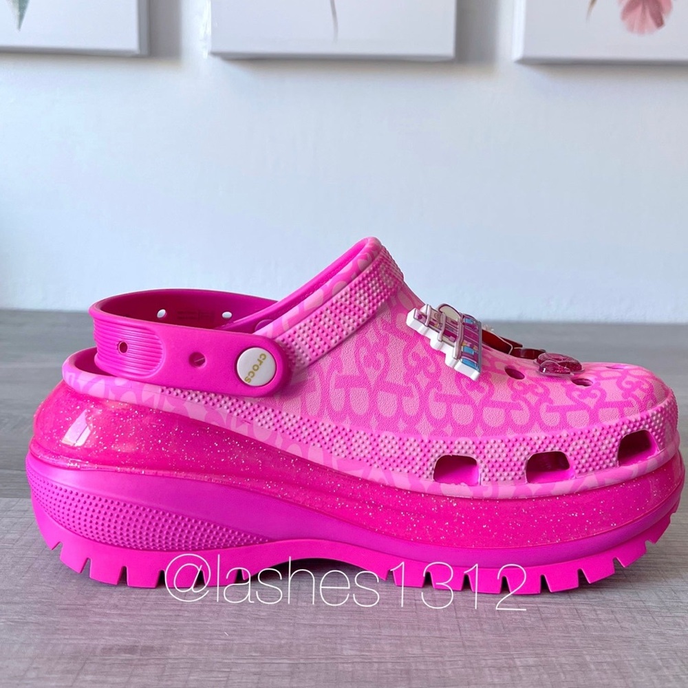 CROCS x BARBIE Movie Mega Crush Clogs Platform Shoes - Electric Pink- Women’s 9 - Picture 7 of 8